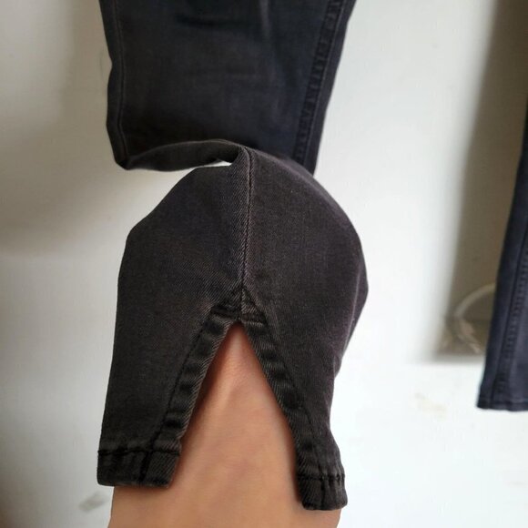 Rag & Bone Black Ash Washed Out High Rise Ankle Skinny Denim Jeans Slit Hem 26 - Picture 8 of 17